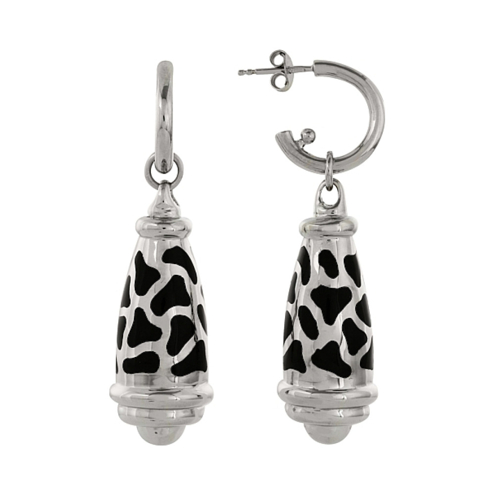 Серебряные серьги с каучуком № 83062