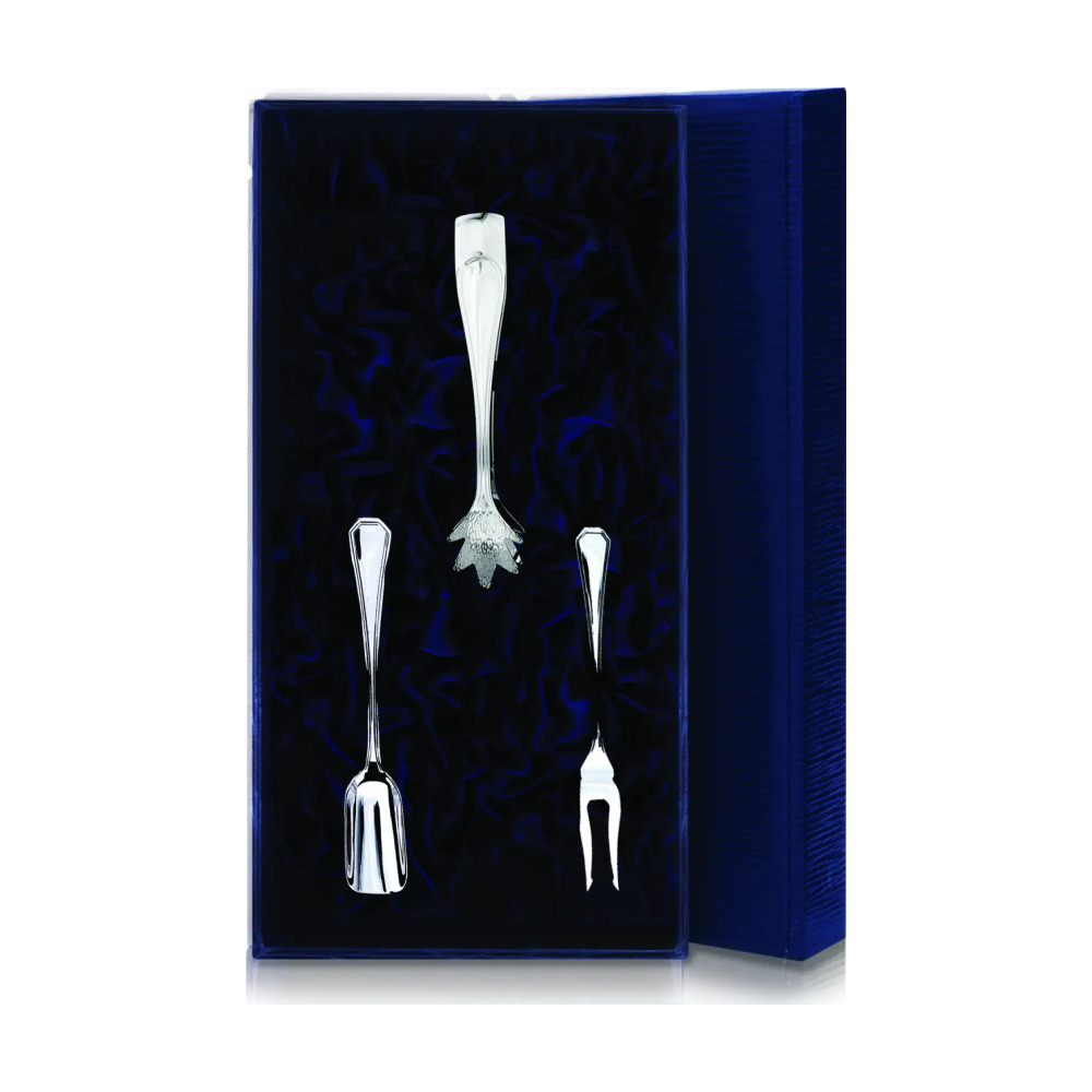 Набор чайный Элегант: вилка для лимона, совок для сахара, щипцы для сахара из серебра 925 пробы