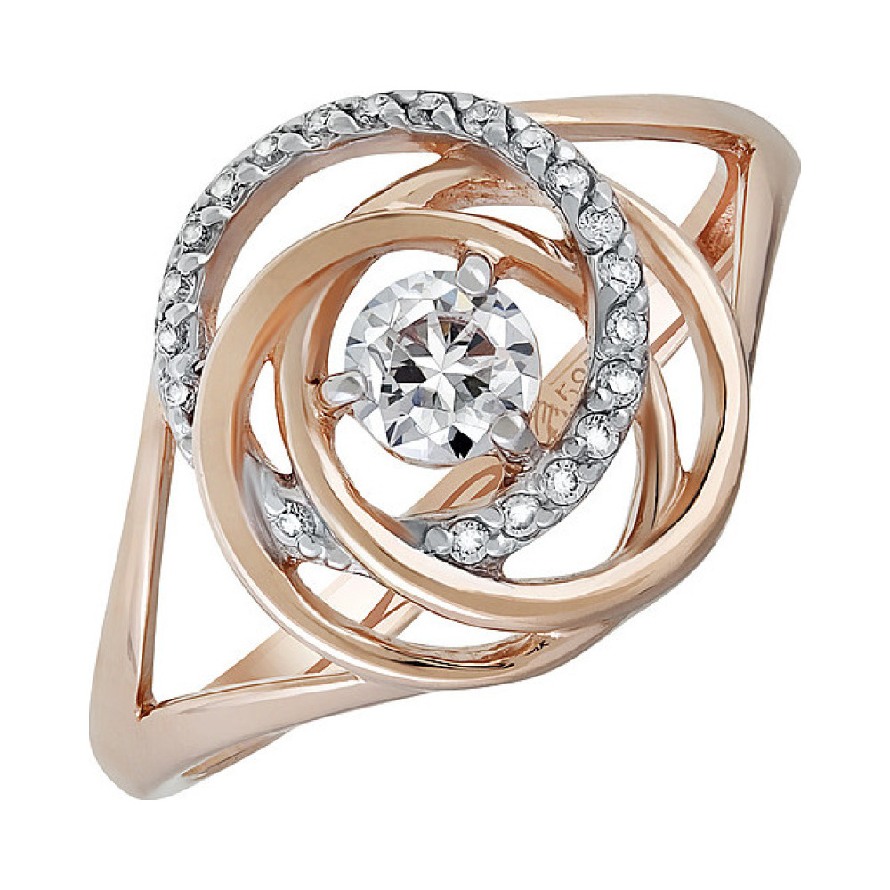 Золотое кольцо с фианитом № 134762