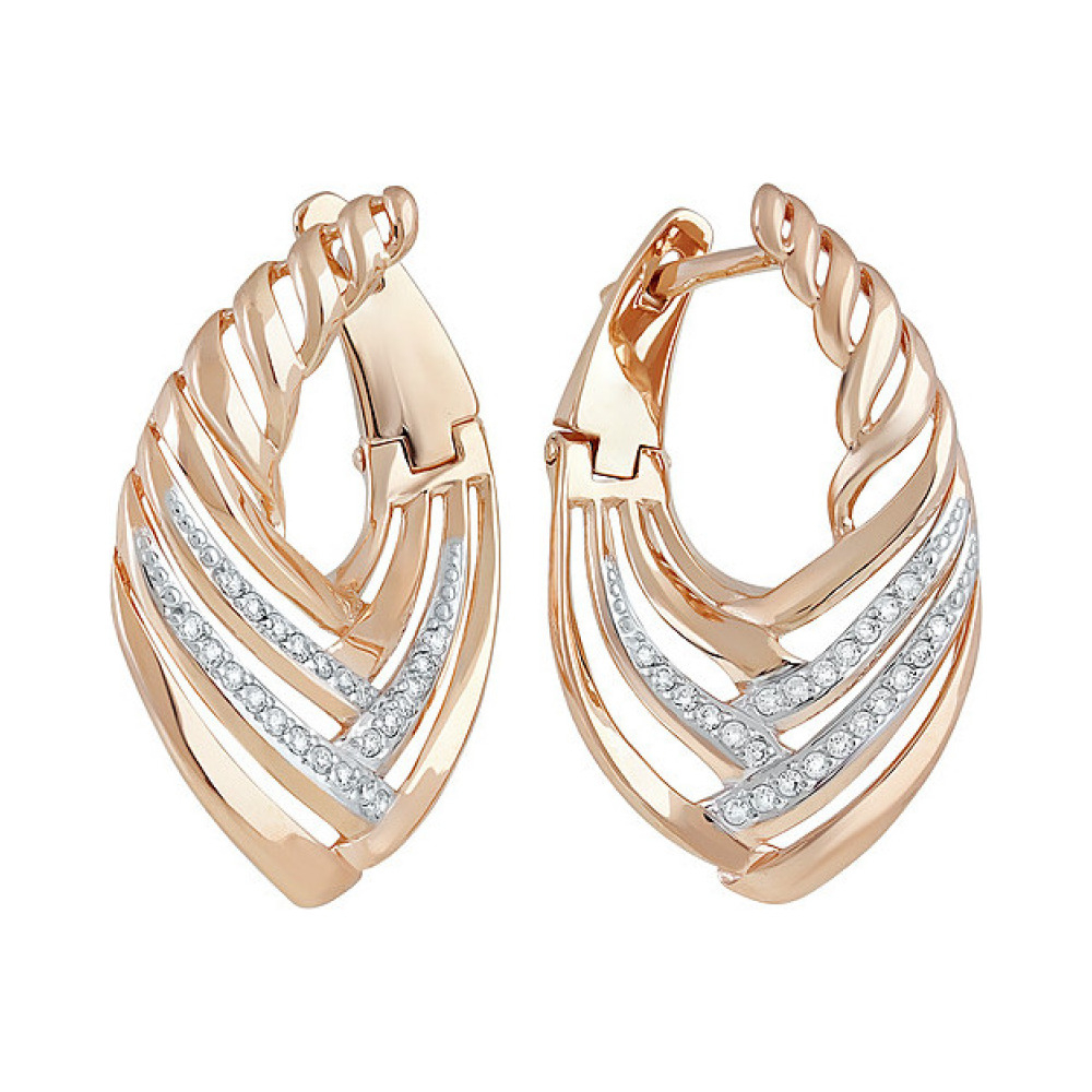 Золотые серьги с фианитом № 138091