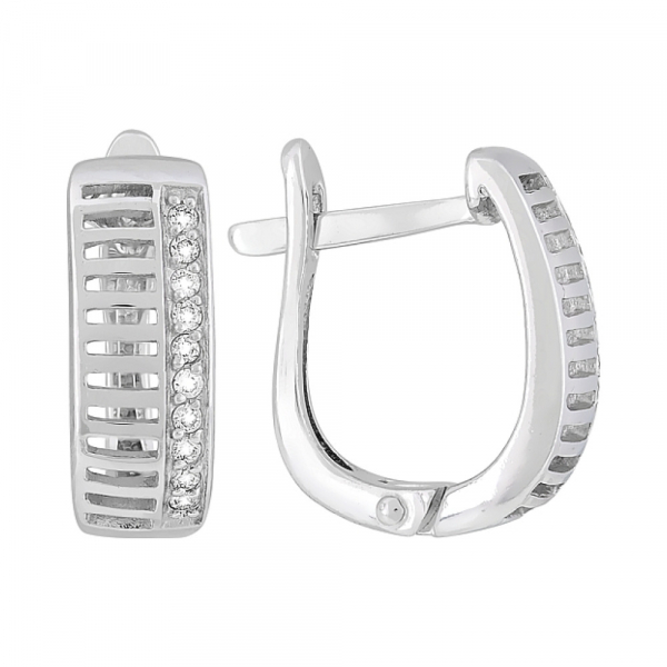 Золотые серьги с бриллиантом № 119034