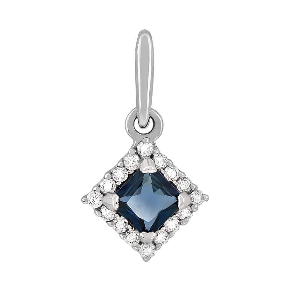 Золотая подвеска с бриллиантом и сапфиром № 108130