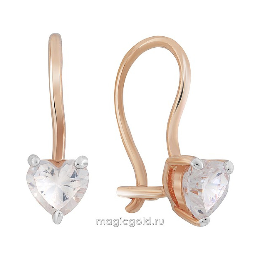 Золотые серьги с фианитом № 172117