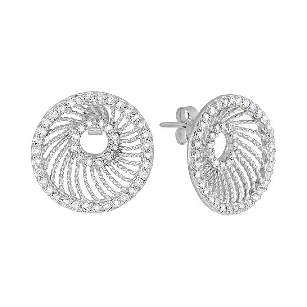 Серебряные серьги с фианитами № 104016