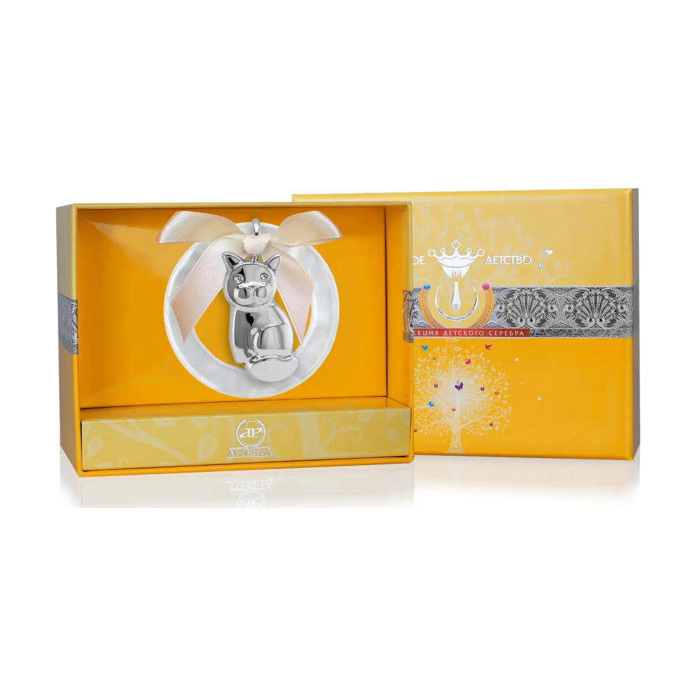 Погремушка Котик на кольце+футляр