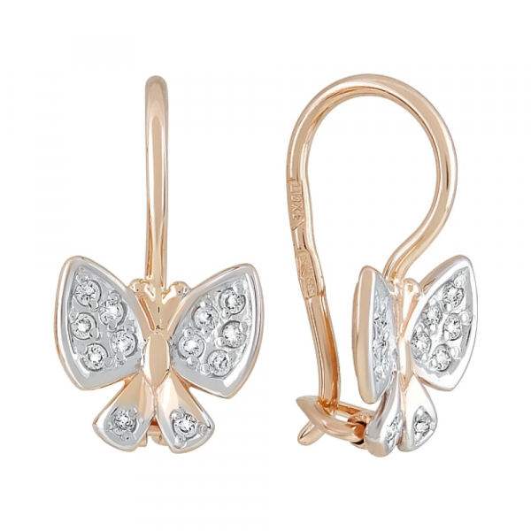 Золотые серьги с фианитами № 122288