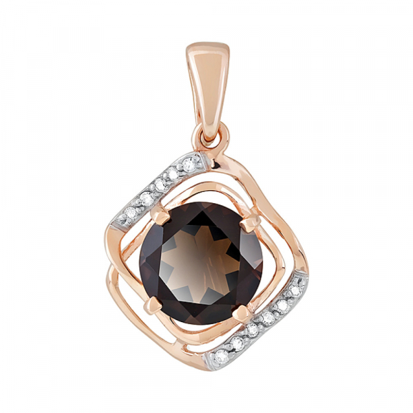 Золотая подвеска с раухтопазом и фианитом № 118263