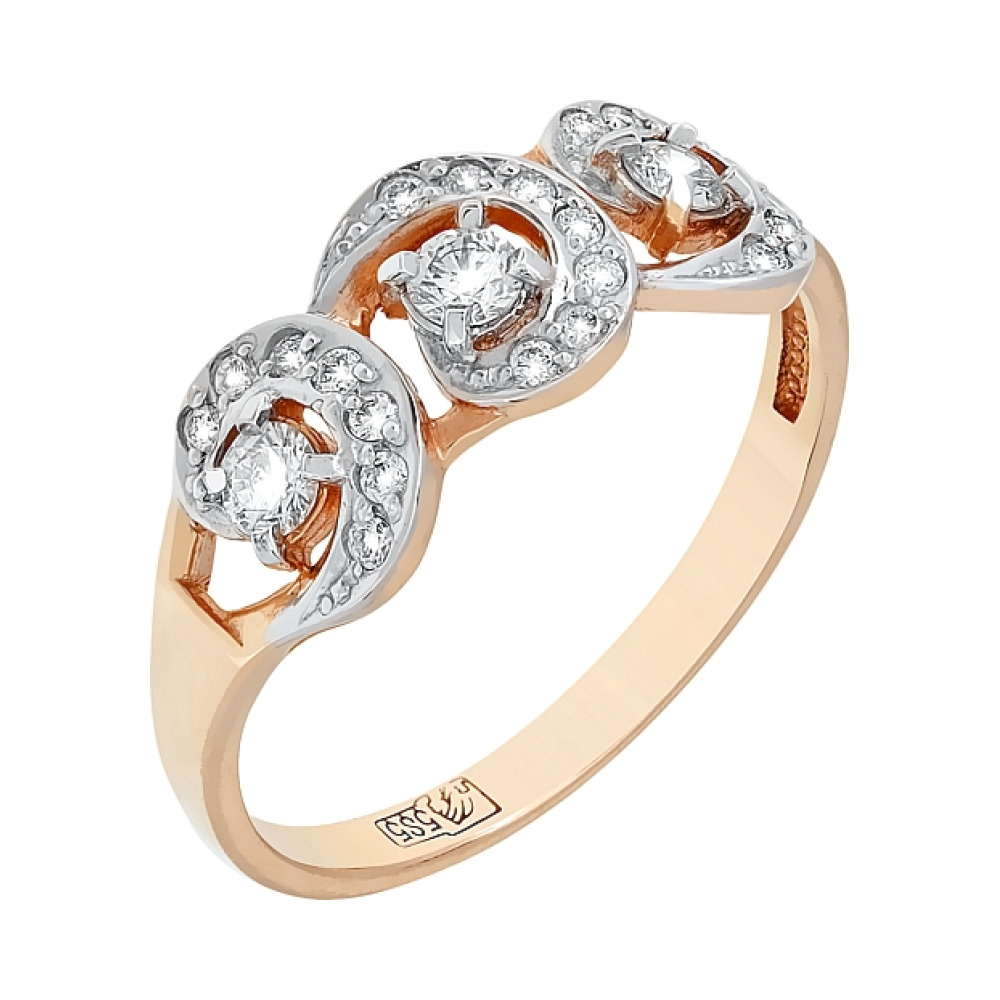 Золотое кольцо с бриллиантом № 95737