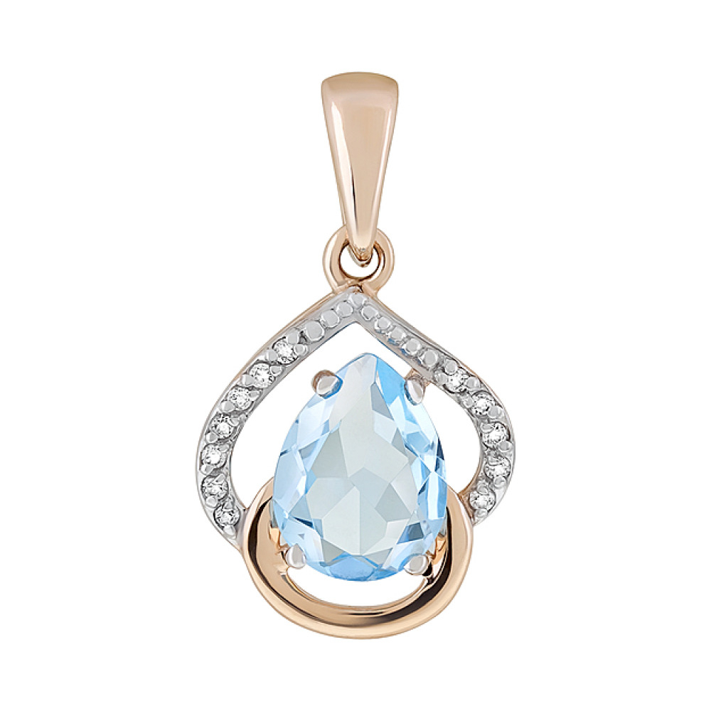 Золотая подвеска с топазом и фианитом № 126345