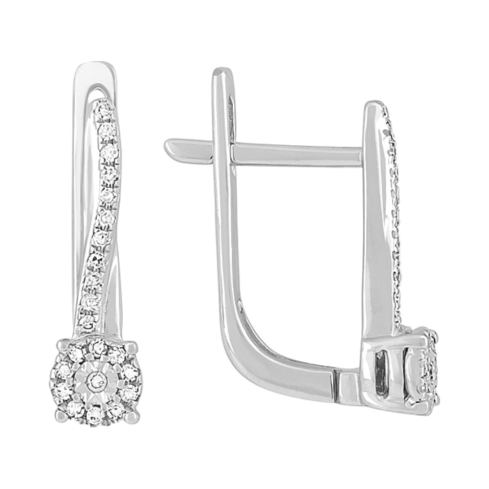 Золотые серьги с бриллиантом № 115258