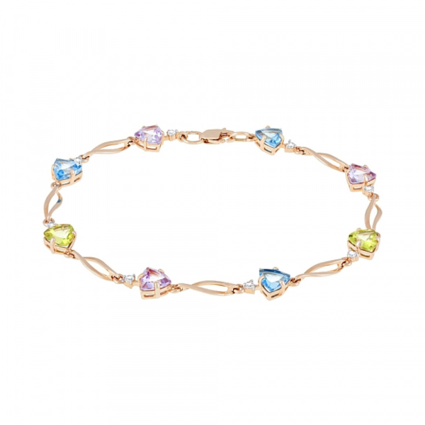 Золотой браслет с полудраг. вставками и фианитом № 117674