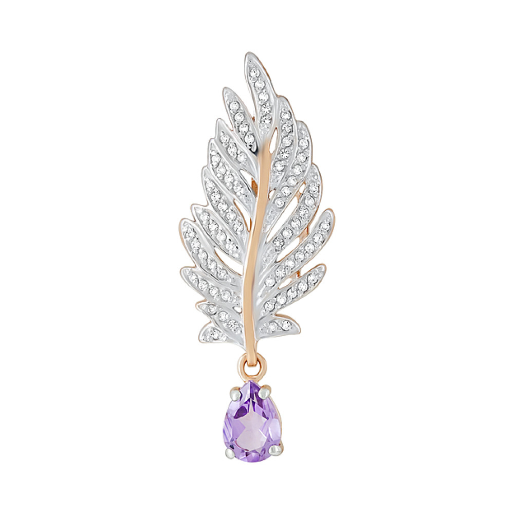 Золотая подвеска с аметистом и фианитом № 124566