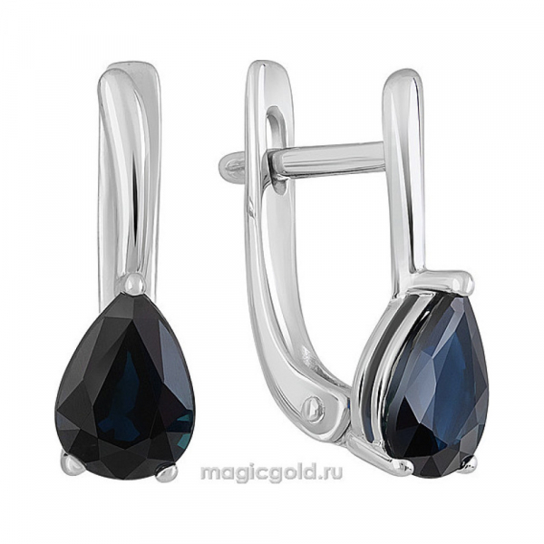 Золотые серьги с сапфиром № 159119