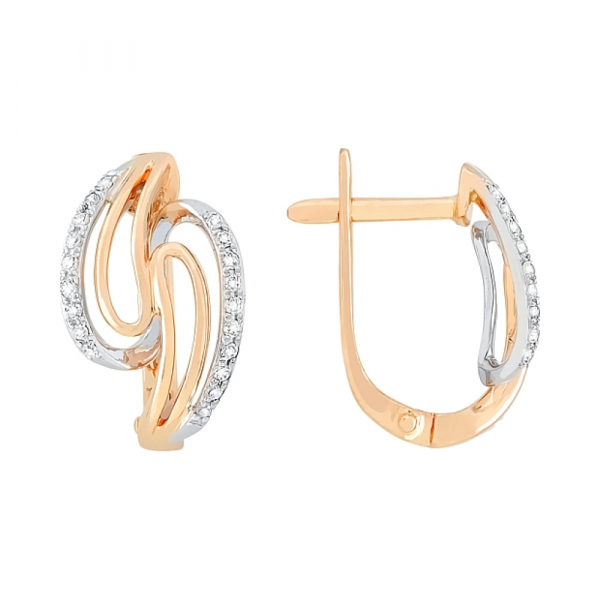 Золотые серьги с бриллиантом № 113692