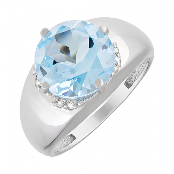 Серебряное кольцо с топазом и фианитом № 123156