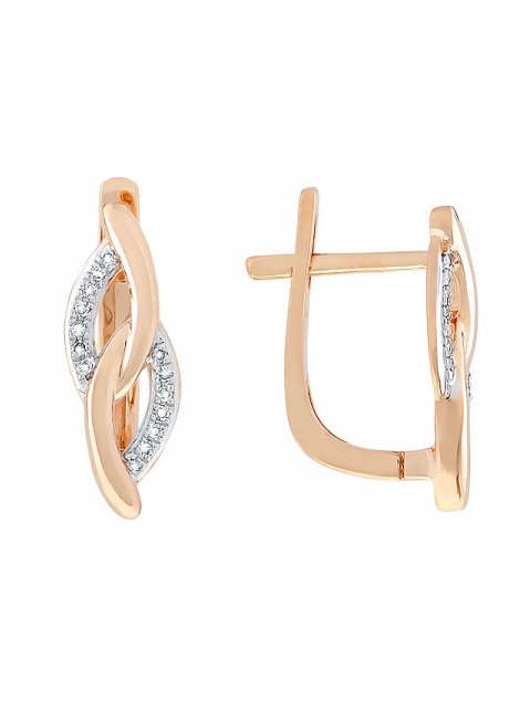 Золотые серьги с бриллиантом № 112855