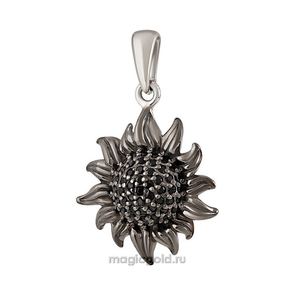 Серебряная подвеска с фианитом и черным покрытием № 137357