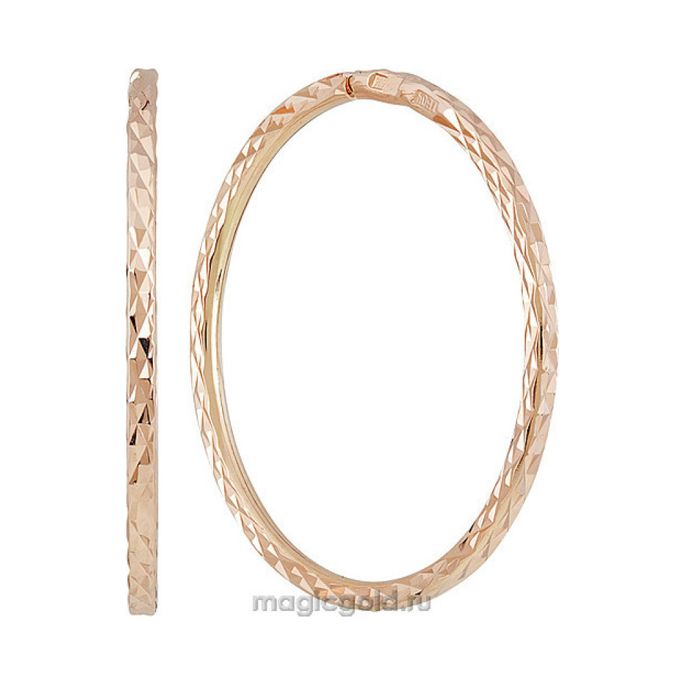 Золотые серьги конго с алмазной гранью № 142257