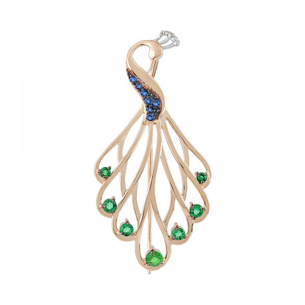 Золотая брошь с фианитами № 135236