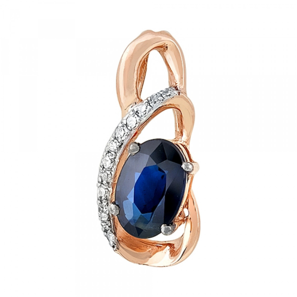 Золотая подвеска с бриллиантом и сапфиром № 113815