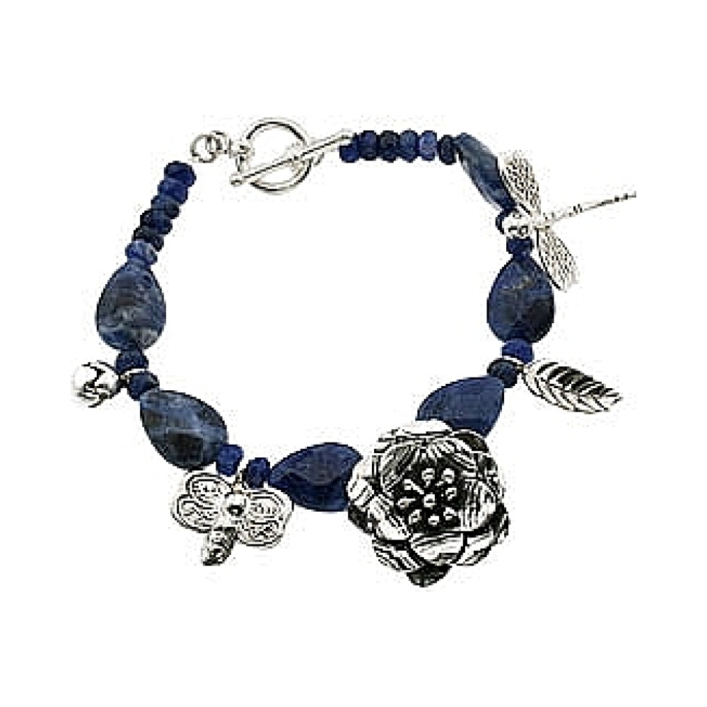 Серебряный браслет с содалитом № 30518