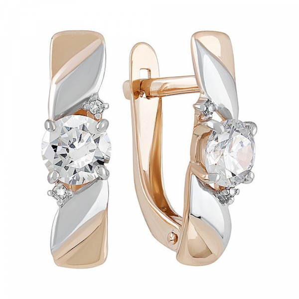 Золотые серьги с фианитом № 135193