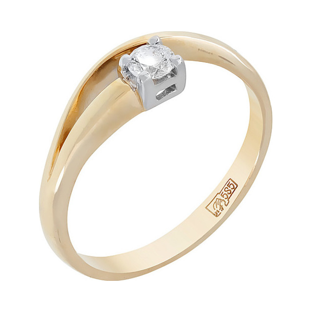 Золотое кольцо с бриллиантом № 41666