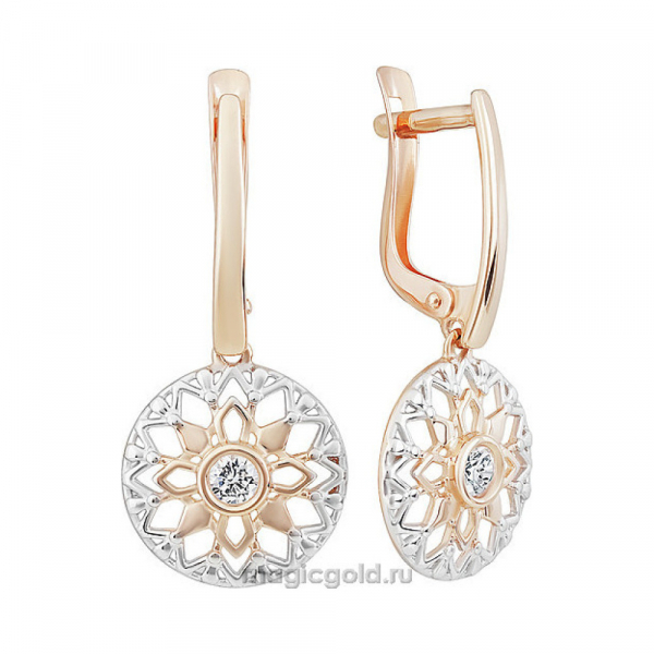 Золотые серьги с фианитом № 155857