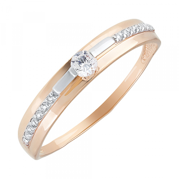 Золотое кольцо с фианитами № 129994