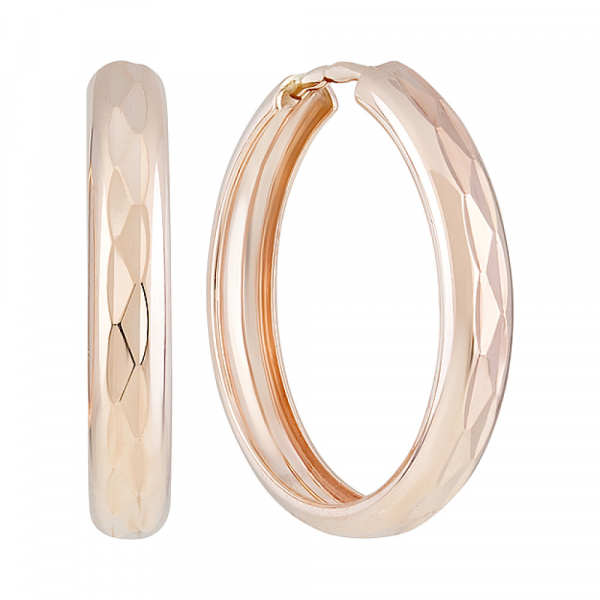 Золотые серьги без камня с алмазкой № 129183