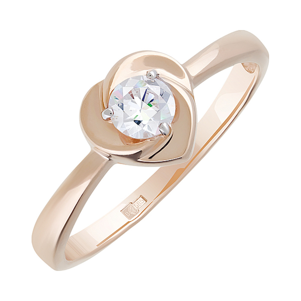 Золотое кольцо с фианитом № 128361