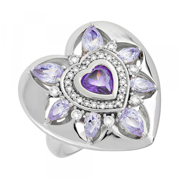 Серебряное кольцо с фианитом № 82774