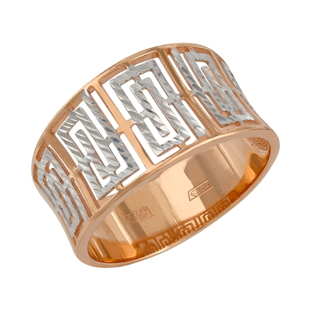 Золотое кольцо без камня с алмазкой № 105832