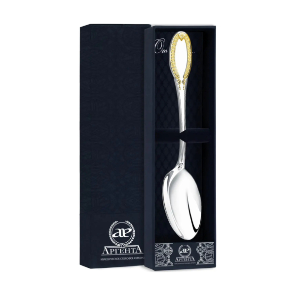 Ложка столовая Император с позолотой из серебра 925 пробы