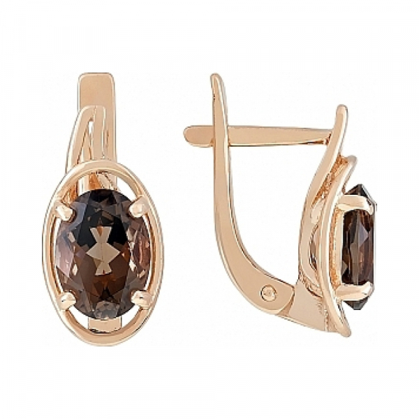 Золотые серьги с раухтопазом № 110663