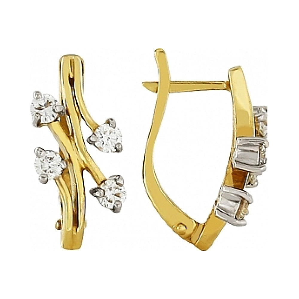 Золотые серьги с бриллиантом № 115538