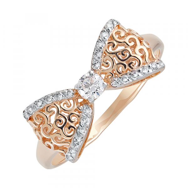 Золотое кольцо с фианитом № 129823