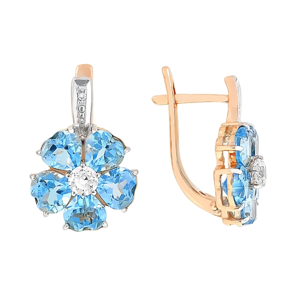 Золотые серьги с топазом и фианитом № 51765