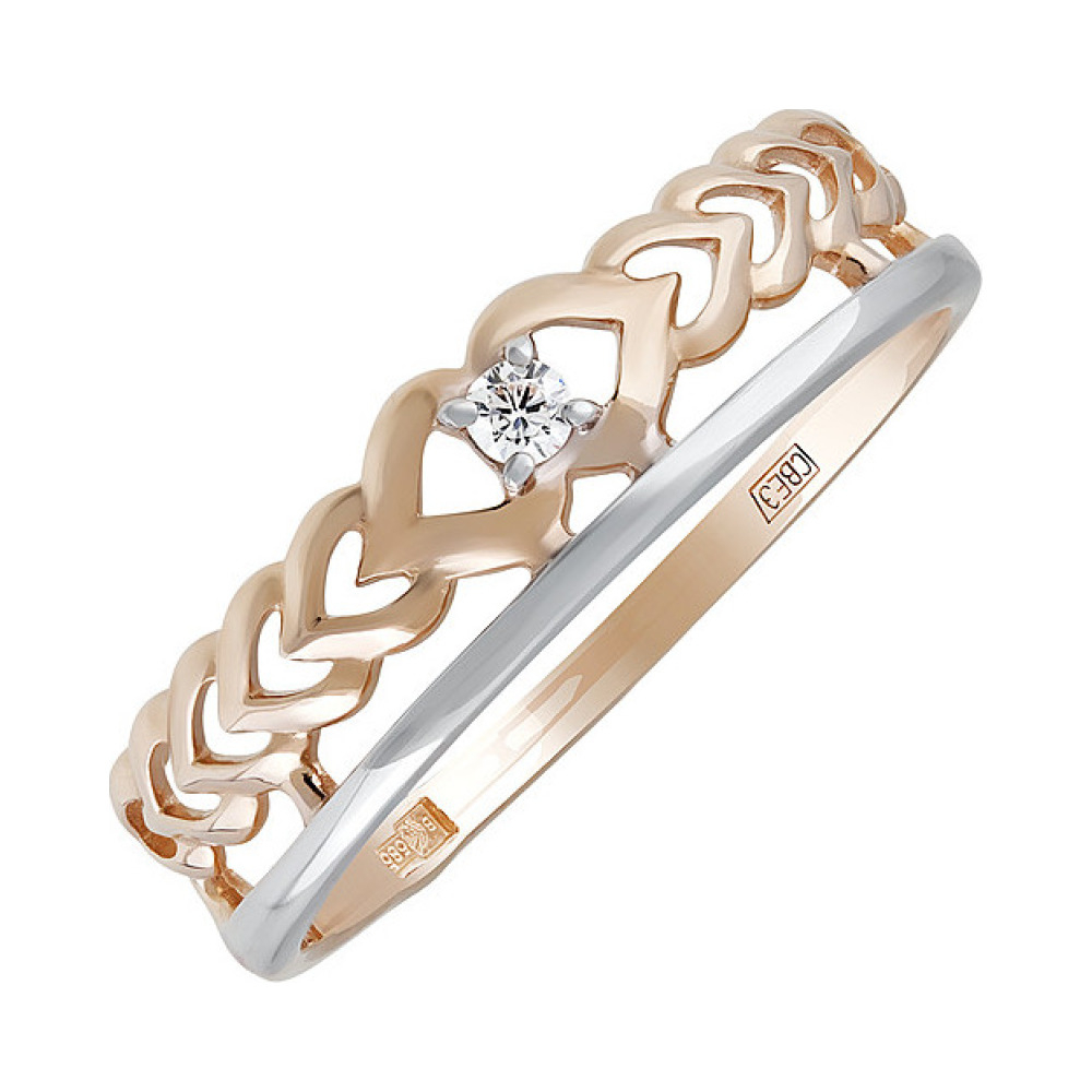 Золотое кольцо с фианитом № 135409