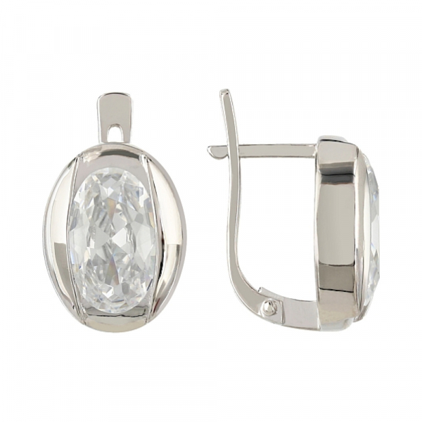 Серебряные серьги с фианитом № 107216