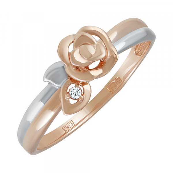 Золотое кольцо с фианитом № 136911