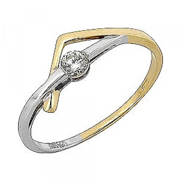 Золотое кольцо с бриллиантом № 107882