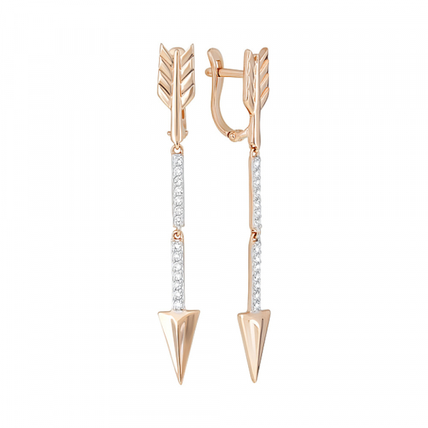 Золотые серьги с фианитами № 128016