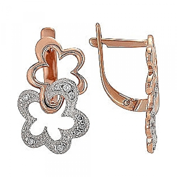 Золотые серьги с фианитом № 73014