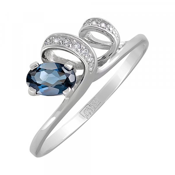 Золотое кольцо с топазом и фианитом № 115493