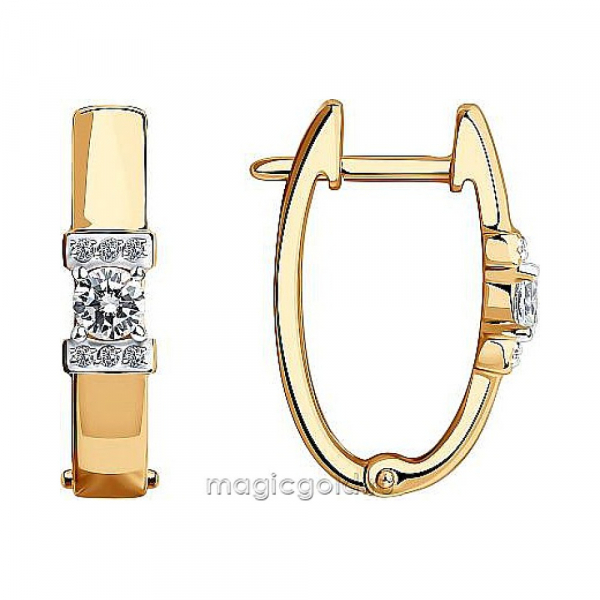 Золотые серьги с фианитом № 174066