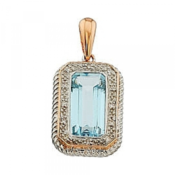 Золотая подвеска с бриллиантом и топазом № 63186