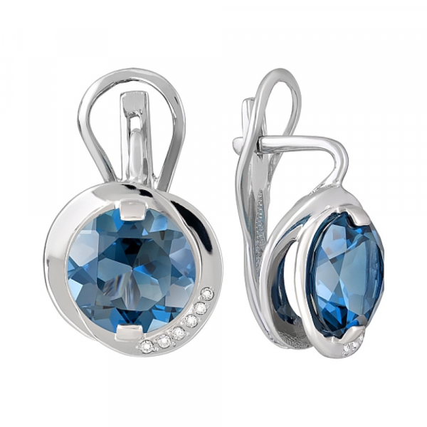 Золотые серьги с топазом и фианитом № 121930