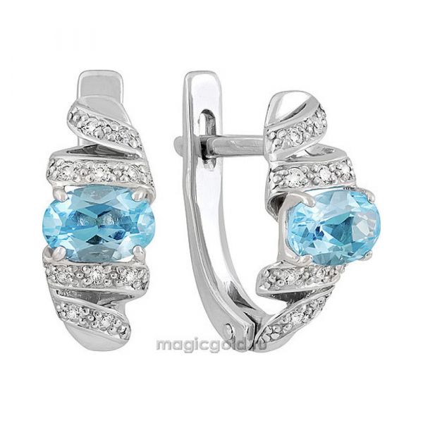 Серебряные серьги с топазом и фианитом № 130729