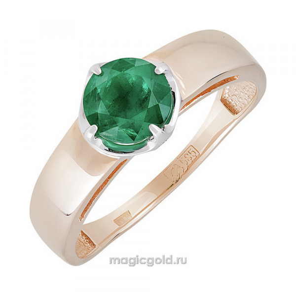 Золотое кольцо с бриллиантом и изумрудом № 140321
